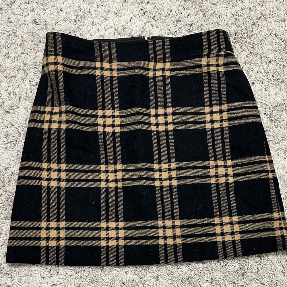 J. Crew Factory Black and Tan Plaid Pencil Skirt